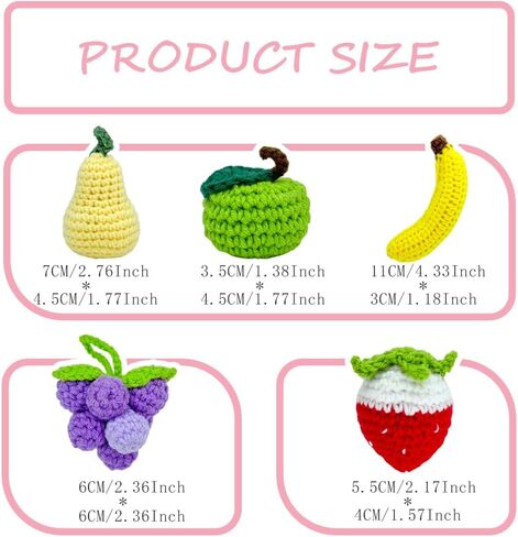 10 Pieces Cute Crochet Fruits Finished Crochet Orange Persimmon Apple Peach Strawberry Charm Handmade Knitted Artificial Fruits for Home Kitchen Party Photo Prop Decoration in Saudi Arabia