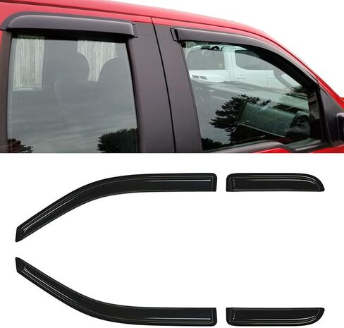 Window Visor Compatible with 2004-2014 Ford F150 Extended Cab Pickup, Slim Style Acrylic Black Sun Rain Guards Cover by IKON MOTORSPORTS, 2005 2006 2007 2008 2009 2010 2011 2012 2013 in Saudi Arabia