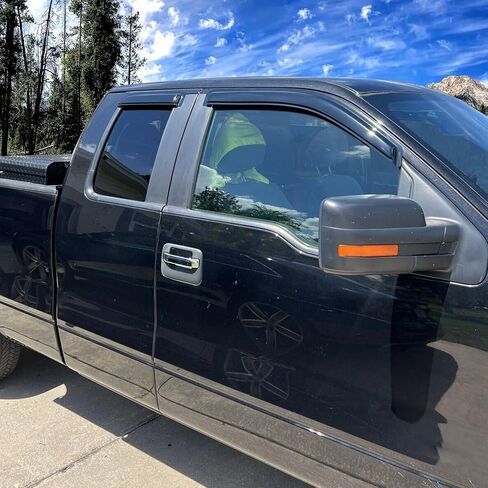 Window Visor Compatible with 2004-2014 Ford F150 Extended Cab Pickup, Slim Style Acrylic Black Sun Rain Guards Cover by IKON MOTORSPORTS, 2005 2006 2007 2008 2009 2010 2011 2012 2013 in Saudi Arabia