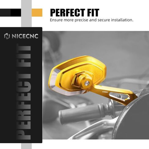 NICECNC Motorcycle Mirror Aluminum Compatible with Harley 1200 Nightster XL1200N 2009 2010 2011 2012, Sportster 883 Deluxe XLH883DLX 1988-1995, Sportster 883 XL883 2004-2008 Gold, See Fitments in Saudi Arabia