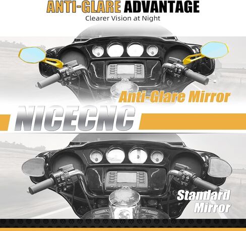 NICECNC Motorcycle Mirror Aluminum Compatible with Harley 1200 Nightster XL1200N 2009 2010 2011 2012, Sportster 883 Deluxe XLH883DLX 1988-1995, Sportster 883 XL883 2004-2008 Gold, See Fitments in Saudi Arabia