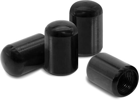 4PCS Car Tire Valve Stem Caps, Car Air Valve Caps, Aluminum Alloy Wheel Valve Covers, Car Exterior Accessories Car Dustproof Tire Cap Universal for Cars Trucks SUVs Motorcycles Bikes (Black) in Kuwait