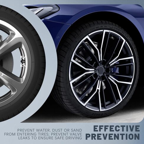 4PCS Car Tire Valve Stem Caps, Car Air Valve Caps, Aluminum Alloy Wheel Valve Covers, Car Exterior Accessories Car Dustproof Tire Cap Universal for Cars Trucks SUVs Motorcycles Bikes (Black) in Kuwait