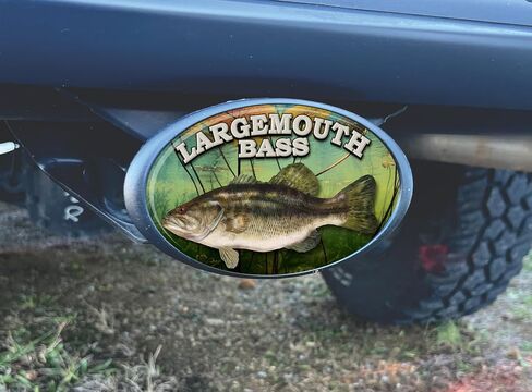 2 Inch Large Mouth Bass Oval Hitch Cover, for Standard Receivers, UV-Resistant, 3D Domed Fish Decal, Weatherproof in Saudi Arabia