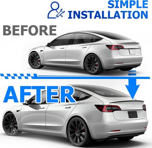 جناح سبويلر خلفي من ECOTRIC متوافق مع طراز Tesla 3 2017-2023 سبويلر خلفي بذيل الجذع، أداء أسود لامع طراز P in Saudi Arabia