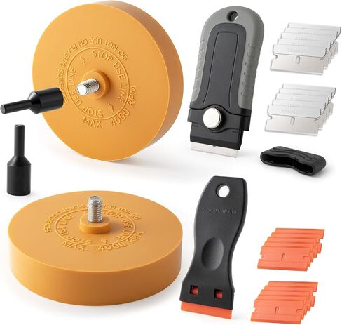 Gomake Decal Remover Eraser Wheel Tool Kit with Drill Adapter Vinyl Decal Adhesive Removal Tool with Razor Blade Scraper for Removing Pinstripes, Stickers, Adhesive Vinyl Decals from Cars in Saudi Arabia