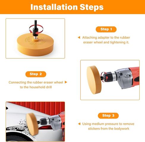 Gomake Decal Remover Eraser Wheel Tool Kit with Drill Adapter Vinyl Decal Adhesive Removal Tool with Razor Blade Scraper for Removing Pinstripes, Stickers, Adhesive Vinyl Decals from Cars in Saudi Arabia