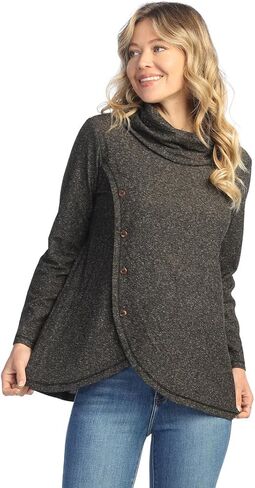 Jess & Jane Women's Curve Cowl Neck Button Wrap Top - FT1 in Saudi Arabia