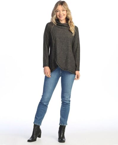 Jess & Jane Women's Curve Cowl Neck Button Wrap Top - FT1 in Saudi Arabia