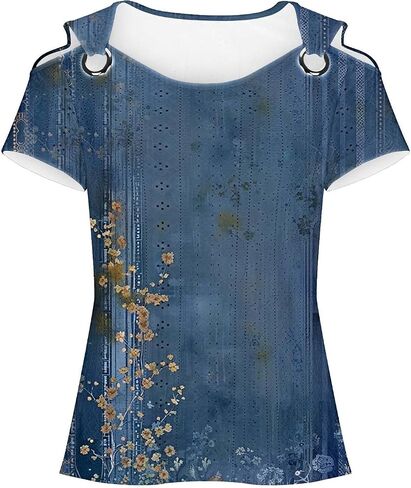Women Cold Shoulder Summer Tops 2025 Dressy Casual Blouses Boho Trendy Tunic Shirts Beach Vacation Clothing Outfits in Saudi Arabia