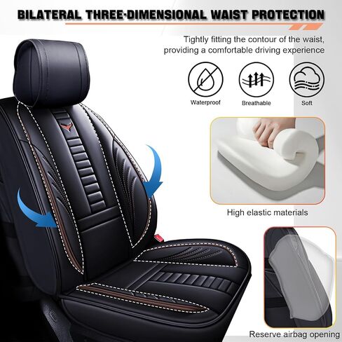 for GMC Sierra 1500/2500/3500 Denali SLT AT4 AT4X Base Seat Covers 2007-2025, Waterproof Leather Compatible Airbag Truck Seat Protectors (Full Set, Black-Red) in Saudi Arabia