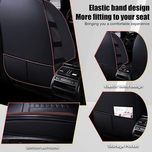 for GMC Sierra 1500/2500/3500 Denali SLT AT4 AT4X Base Seat Covers 2007-2025, Waterproof Leather Compatible Airbag Truck Seat Protectors (Full Set, Black-Red) in Saudi Arabia
