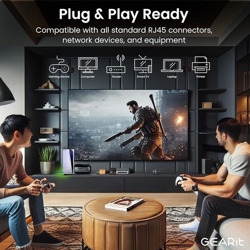GearIT 5 Pack، كابل Cat 6 Ethernet Cat6 Snagless Patch 25 قدم - سلك شبكة LAN للكمبيوتر، أزرق - متوافق مع 5 منافذ Switch POE 5port Gigabit in Saudi Arabia