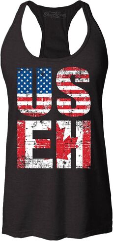 Shop4ever® US EH العلم الكندي الأمريكي الفكاهة المرأة Racerback تانك الأعلى سليم صالح in Kuwait