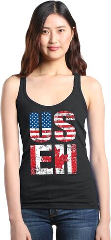 Shop4ever® US EH العلم الكندي الأمريكي الفكاهة المرأة Racerback تانك الأعلى سليم صالح in Kuwait