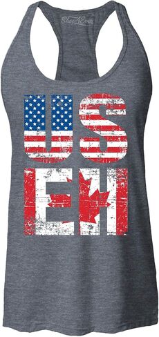 Shop4ever® US EH العلم الكندي الأمريكي الفكاهة المرأة Racerback تانك الأعلى سليم صالح in Kuwait