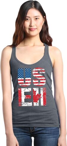 Shop4ever® US EH العلم الكندي الأمريكي الفكاهة المرأة Racerback تانك الأعلى سليم صالح in Kuwait