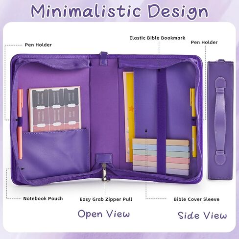 19PCS Floral Bible Cover for Women PU Leather Bible Cases Bible Journaling Kit for Girls Bible Bag with shoulder strap &Book Marker 10.47*7.48*2.17in Highlighter Pens Christian Gift Khaki in Kuwait