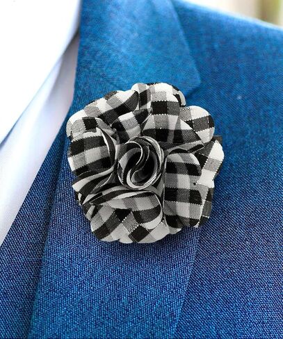 Premium Men's Formal Plaid Flower Lapel Pin - Boutonniere for Men, Flower Brooch Pin in Saudi Arabia