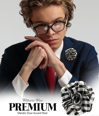 Premium Men's Formal Plaid Flower Lapel Pin - Boutonniere for Men, Flower Brooch Pin in Saudi Arabia