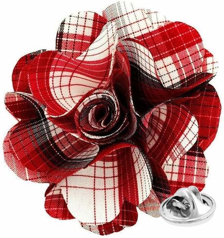 Premium Men's Formal Plaid Flower Lapel Pin - Boutonniere for Men, Flower Brooch Pin in Saudi Arabia