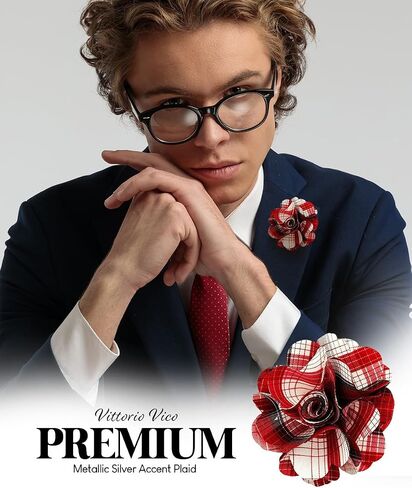 Premium Men's Formal Plaid Flower Lapel Pin - Boutonniere for Men, Flower Brooch Pin in Saudi Arabia
