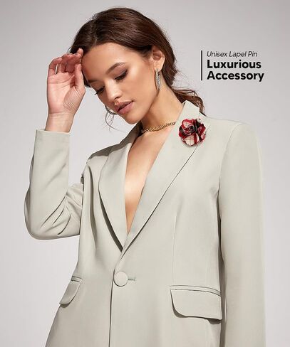 Premium Men's Formal Plaid Flower Lapel Pin - Boutonniere for Men, Flower Brooch Pin in Saudi Arabia