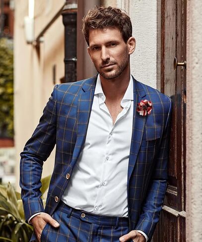Premium Men's Formal Plaid Flower Lapel Pin - Boutonniere for Men, Flower Brooch Pin in Saudi Arabia