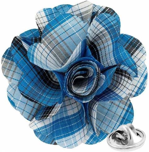 Premium Men's Formal Plaid Flower Lapel Pin - Boutonniere for Men, Flower Brooch Pin in Saudi Arabia