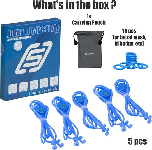 5 pcs Pack, Anti-Lost Soft Silicone Strap Lanyard Rope for Wireless Earbuds Earphones, Double Ring Lock Technology, Adjustable Length, Floats Water, Fits Any AirPods, Other Wireless Earphones in Kuwait