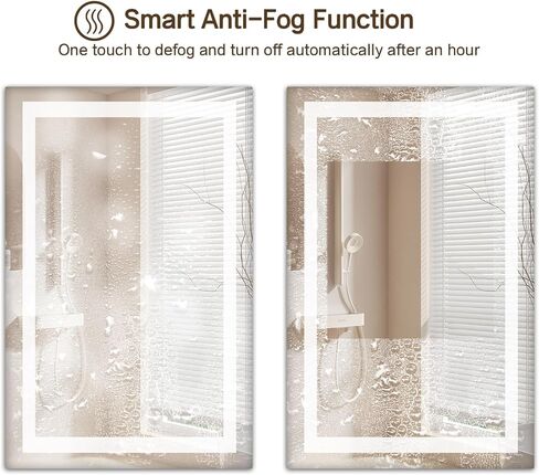 مرآة حمام LED مع إضاءة أمامية وخلفية، مرآة زينة مستطيلة الشكل مقاس 30 × 36 بوصة مثبتة على الحائط مضادة للضباب، مرآة مكياج بذاكرة قابلة للتعتيم بـ 3 ألوان مع مفتاح لمس in Kuwait