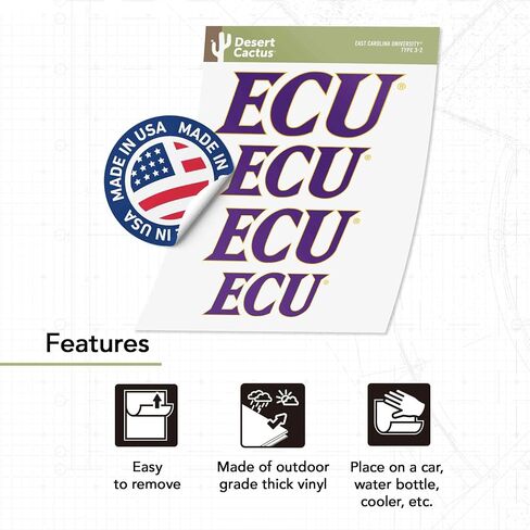 Desert Cactus East Carolina University Pirates ECU Stickers Vinyl Decals Laptop Water Bottle Car Scrapbook 11.39x8.98 Sheet T3 (Type 3-1) in Saudi Arabia