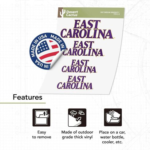 Desert Cactus East Carolina University Pirates ECU Stickers Vinyl Decals Laptop Water Bottle Car Scrapbook 11.39x8.98 Sheet T3 (Type 3-1) in Saudi Arabia