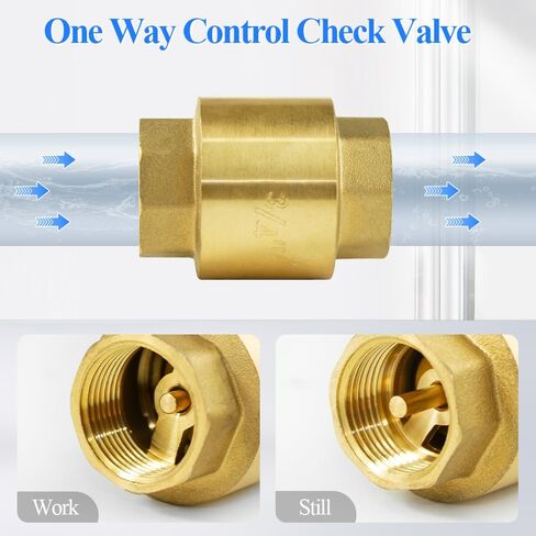 Vertical Spring Check Valve, 1" Thread Brass Check Valve, Easy to Install, One Way Backflow Control Check Valves for Plumbing Water Boiler Heating System (DN25) in Kuwait