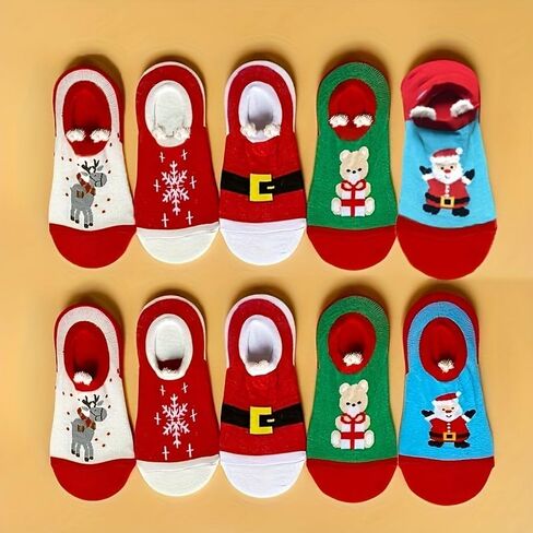 5 Pairs of Women's Cute Cartoon Christmas-Themed Socks for The Autumn And Winter Season Christmas Gifts for Family and Friends in Saudi Arabia