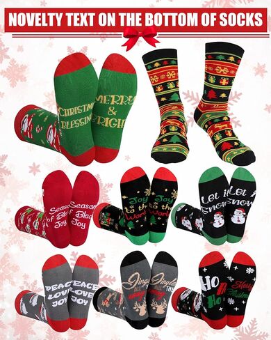 8 Pairs Novelty Black Santa Christmas Socks Funny African American Santa Crew Socks for Christmas Stocking Stuffers in Saudi Arabia