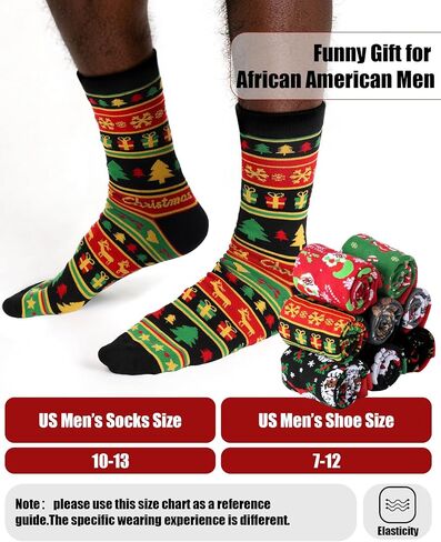 8 Pairs Novelty Black Santa Christmas Socks Funny African American Santa Crew Socks for Christmas Stocking Stuffers in Saudi Arabia
