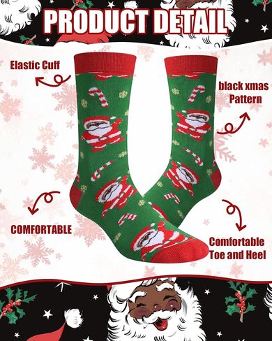 8 Pairs Novelty Black Santa Christmas Socks Funny African American Santa Crew Socks for Christmas Stocking Stuffers in Saudi Arabia