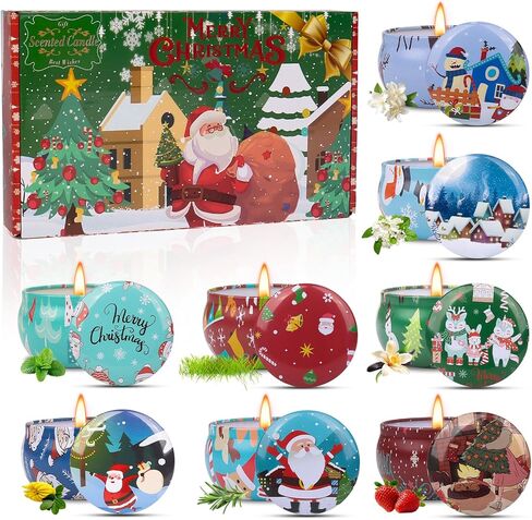 Christmas Candle Set, 8 Pack Christmas Scented Candles, 20oz Scented Candle Gift for Women Men, Aromatherapy Soy Wax Candles with Holiday Scents, Idea for New Year, Winter Décor，Party Decor in Saudi Arabia