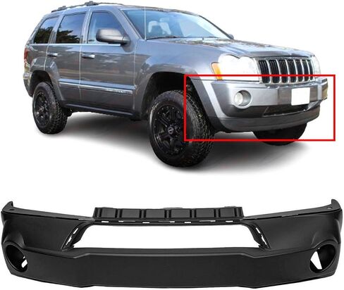 FitParts Compatible with Front Bumper Cover Fascia 2005-2007 Jeep Grand Cherokee Laredo Limited. New Primed Without Sensor Holes, With Fog Light Holes. CH1000450 5159124AA in Saudi Arabia