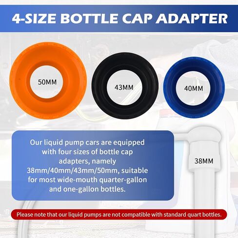 Transmission Fluid Pump Kit,Gear Oil Pump for Quart Bottle Wide Mouth & Gallon Bottle,Gear Oil Transfer Pumps Kit with 4-Size Bottles Cap Adapters in Size 38mm/40mm/43mm/50mm in Saudi Arabia