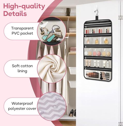 MISSLO Large Hanging Jewelry Organizer Travel Foldable Jewelry Roll Storage Case with 14 Cotton Zippered Pockets for Closet, Traveling, Suitcase in Saudi Arabia