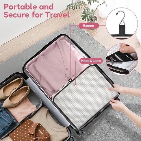 MISSLO Large Hanging Jewelry Organizer Travel Foldable Jewelry Roll Storage Case with 14 Cotton Zippered Pockets for Closet, Traveling, Suitcase in Saudi Arabia