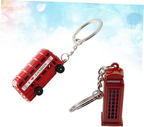 SUPVOX 16 Pcs London Double Decker Bus and Telephone Booth Metal Keychains Set - Creative Keychain Accessories for Souvenirs (2 Buses + 2 Phone Booths, Red) in Saudi Arabia