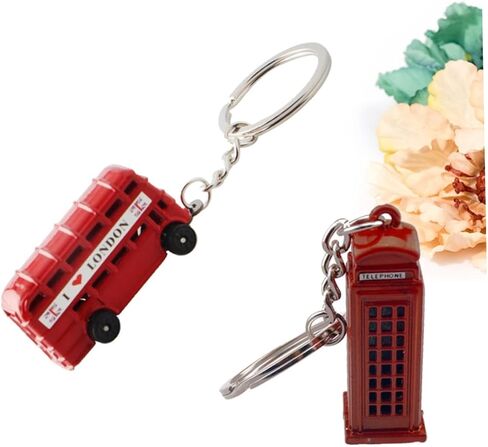 SUPVOX 16 Pcs London Double Decker Bus and Telephone Booth Metal Keychains Set - Creative Keychain Accessories for Souvenirs (2 Buses + 2 Phone Booths, Red) in Saudi Arabia