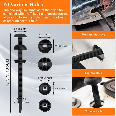 Coopache Nylon Universal Cable Tie Buckle for Car Heavy Duty, Upgraded Automotive Zipper Clips, Double-Sided Gear, Top Movable Dome (Black 50 PCS) in Saudi Arabia