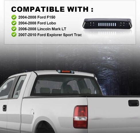 LED Brake Lights Compatible with Ford F150 2004-2008/Lobo Tail Brake Cargo Lamp I Type（Clear Lens Black Bottoms） in Saudi Arabia