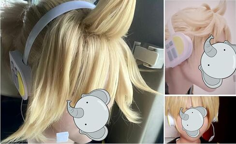 Music cosplay props headphones Hairpin headwear, 3 characters, Hairclip headphone, blue hair Future Costume Headwear Earphone (L Grey) in Saudi Arabia