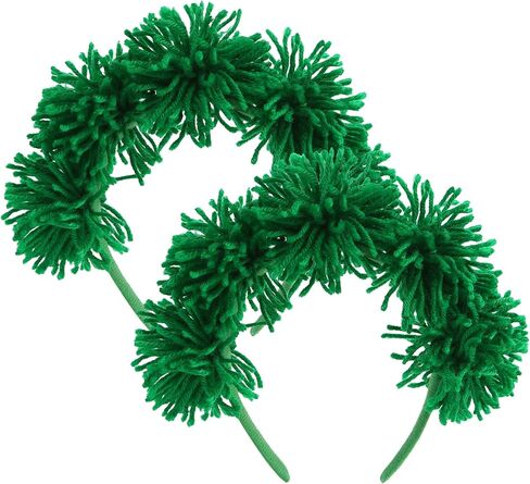 2PC Fluffy Pom Pom Headwear Fuzzy Yarn Headband Halloween Costume Dress up Hair Accessories in Saudi Arabia