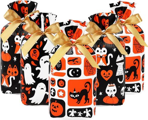 HRX Package 50pcs Halloween Treat Bags, 5.8x9x2.4 inch Drawstring Candy Bags Small Goodie Bags for Trick or Treat in Kuwait